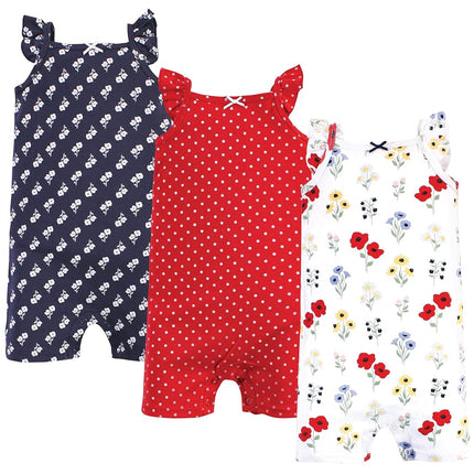 Hudson Baby Unisex Cotton Rompers, Wildflower, 0-3 Months