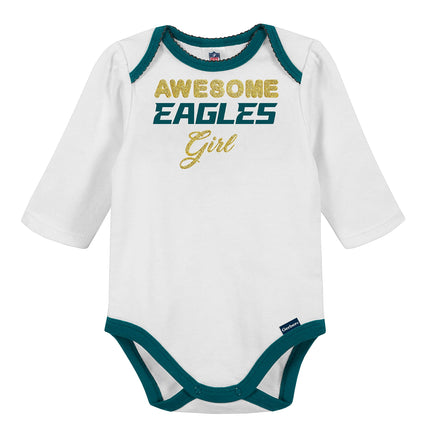 NFL Gerber bébé filles ensemble-cadeau de 3 bodys, pantalon à pieds et bonnet, couleur de l'équipe, 6-9M US