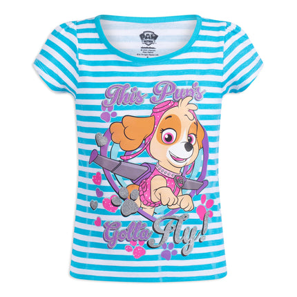 Paw Patrol Nickelodeon Skye and Everest Girls’ 3 Pack T-Shirts for Toddler Little Kids – Pink/Purple/Blue, White, 3 Years/Medium