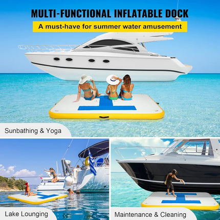 VEVOR Inflatable Floating Dock 6 x 5 ft, 6 Inch Thick, 3-5 People, Electric Air Pump, Pool Beach Ocean