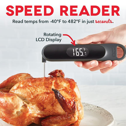 Dash Precision Quick-Read Waterproof Kitchen and Outdoor Food Cooking Thermometer with Digital LCD Display - BBQ, Chicken, Seafood, Steak, Turkey, & Other Meat, Batteries Included, One Size, Cool Grey