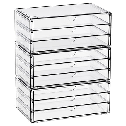 Yieach 11.1 Inch Long Clear Drawer Organizers Stac
