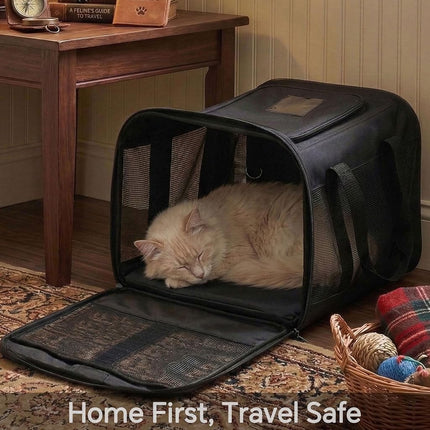 Conlun Dog Carrier Soft Sided, Large Cat Carrier with Inner Safety Leash, Pet Transport Carrier for Large Cats and Medium Dogs up to 20 Lbs, Collapsible Travel Puppy Carrier Bag -Green L