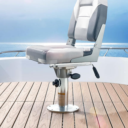 VEVOR Boat Seat Pedestal, Adjustable Height from 13.39 to 19.2 Inches, Aluminum Alloy Boat Chair Base with Slide, 5-inch Sliding Travel, Locking Design, Ideal for Fishing and Boating Enthusiasts