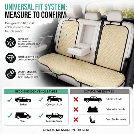 FH Group Universal Neosupreme Seat Protectors - Rear Set for Most Cars, Trucks, SUVs or Vans