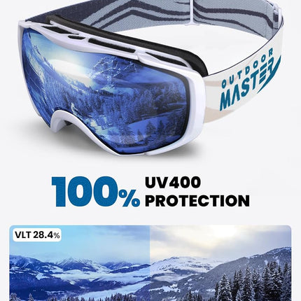 OutdoorMaster Ski Goggles with Cover Snowboard Snow Goggles OTG Anti-Fog for Youth Teenager, Vlt 28.39%