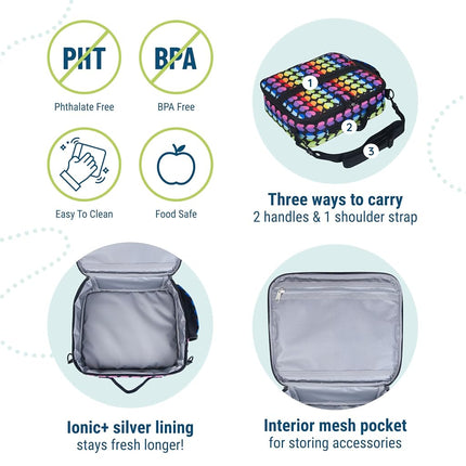 Wildkin ECO rPET Next Gen Lunch Box for Boys and Girls - Durable Exterior and Insulated Interior with Multiple Carrying Options, Keep Your Food Fresh for School & Travel Lunch Box - Rainbow Hearts