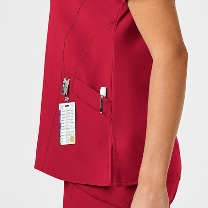 WonderWink Women's Stylized V-Neck Top, Red, X-Small