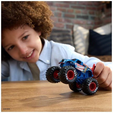 Monster Jam, Marvel Official Captain America Monster Truck, Die-Cast Vehicle, 1:64 Scale, Super Hero Kids Toys for Boys Ages 3 and up