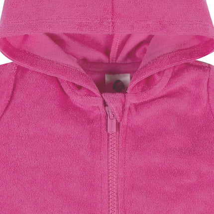 Gerber Baby-Girls Toddler Zipper Hoodie Terry Swimsuit Cover Up, White, 5T
