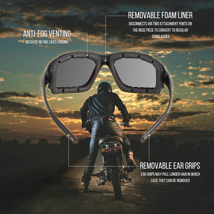 WYND Blocker Motorcycle Riding Glasses Extreme Sports Wrap Sunglasses, Blue, Smoke
