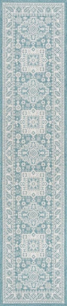Unique Loom Outdoor Aztec Collection Area Rug - Chalca (2' 7" x 12' Runner, Aqua/Ivory)