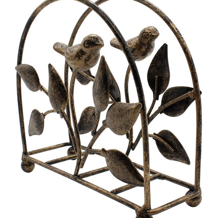 Set of 2 Cast Iron Bird & Tree Classic Napkin Holder/Tabletop Freestanding Tissue Dispenser, Bronze