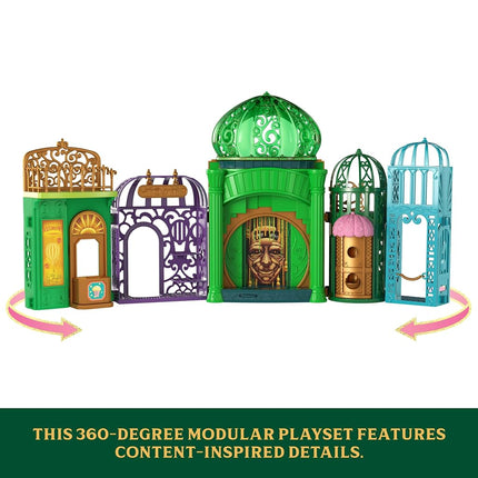 Mattel Universal Pictures’ Wicked Emerald City Playset with Glinda & Elphaba Small Dolls, 5 Play Spaces & 15 Accessories, Inspired by the Movie, JFM22