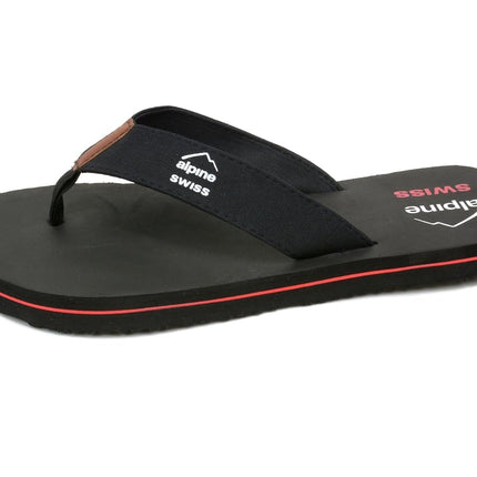 alpine swiss Mens Flip Flops Beach Sandals EVA Sole Comfort Thongs Black 10 M US