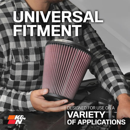 K&N Filters RU-2590 Car and Motorcycle Universal Rubber Filter, Black/Red, (Pack of 1)