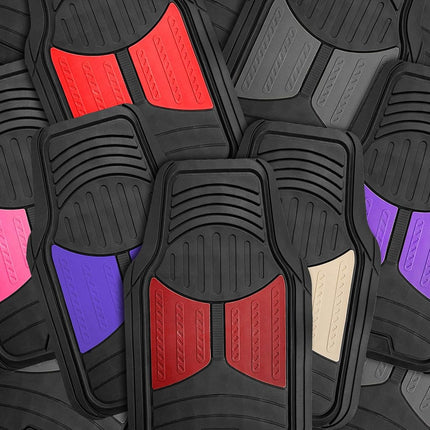 FH Group Automotive Floor Mats - Heavy-Duty Monster Eye Rubber for Cars, Universal Fit Full Set, Climaproof Mats, Trimmable Most Sedan, SUV, Truck Pink