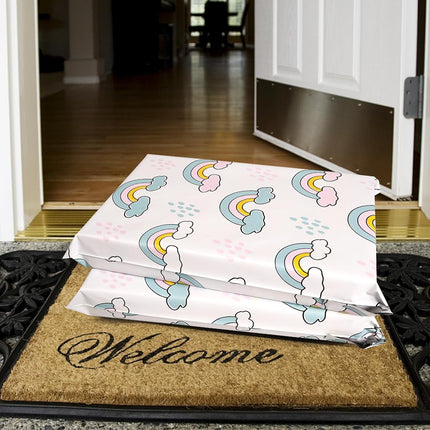 Poly Mailers 10x13 Inch 100 Pcs - Rainbow Printed Shipping Bags, 2.4mil Thickness, Waterproof and Tear Resistant Mailing Envelopes, Self-Sealing Packaging Bags for Small Business