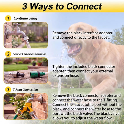 Outdoor Water Fountain Step On - Upgrade Large Dog Sprinkler Drinking Dispenser Paw Waterer Activated with Stainless Steel Braided Hose