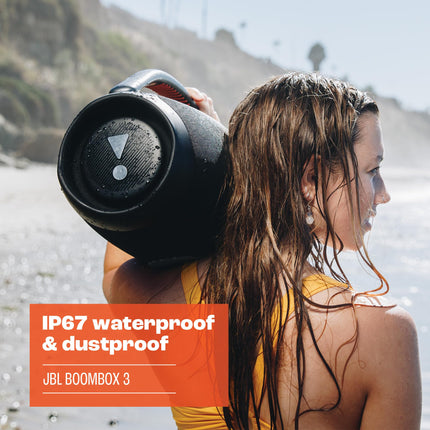 JBL Boombox 3 Altavoz Bluetooth portátil, 180 W de potencia, 24 horas de reproducción, resistente al agua y al polvo IP67 - Squad