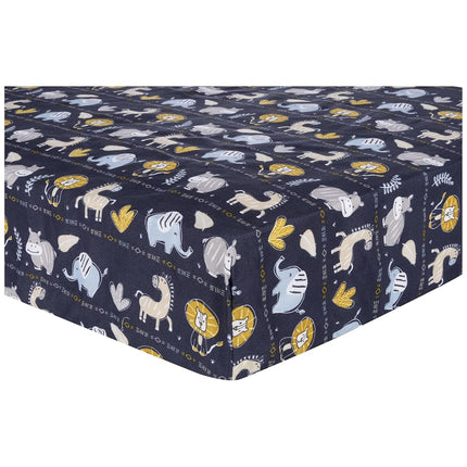 Sammy & Lou Zambia 2-Pack Microfiber Fitted Crib Sheet Set, Fits Standard Crib Mattress 28 in x 52 in; Fully Elasticized,