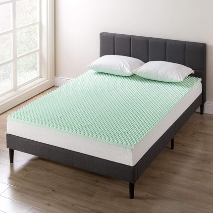 Surmatelas en mousse à mémoire de forme Best Price Mattress 2 pouces à alvéoles avec infusion d'Aloès apaisante, certifié CertiPUR-US, Grand Lit