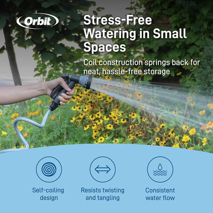 Orbit 26382 Coil Garden Hose, Gray, 25'