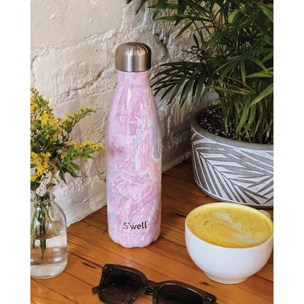 S'well Stainless Steel Insulated Water Bottle - Geode Rose Triple-Layered Vacuum - Double Wall, Keep Drinks Cold for 36 Hours and Hot for 18 - Great for travel, hiking, camping, 17 fl oz