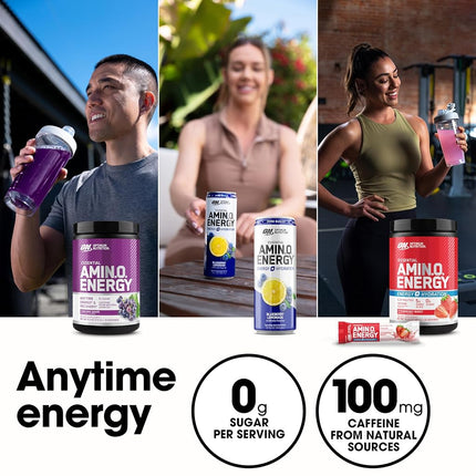 Optimum Nutrition Amino Energy with Green Tea and Green Coffee Extract, Flavor: Blue Raspberry, 65 Servings