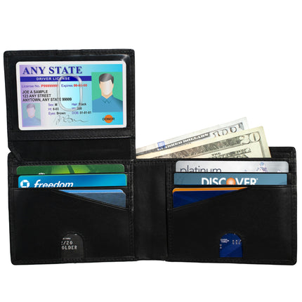 BULL GUARD RFID Blocking Wallet for Men Bifold Soft Black Genuine Nappa Leather