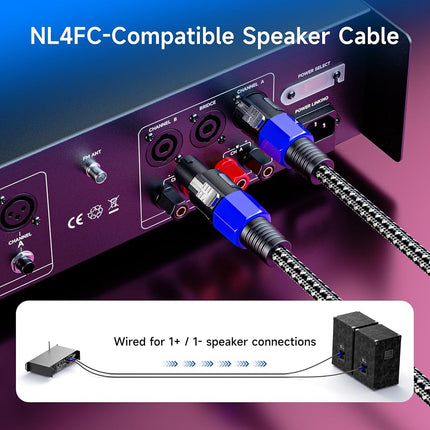 Cable Matters 2-Pack, Premium Braided 12AWG Speaker Cable 6 ft Compatible with Speakon NL4FC Port