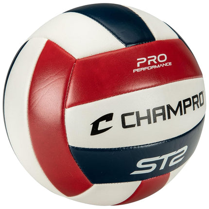 Champro ST2 Indoor/Outdoor Volleyball, Scarlet, White, Royal