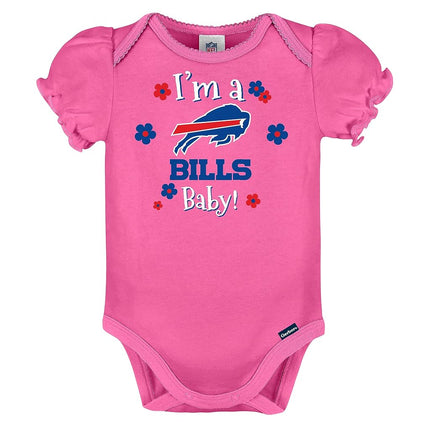 Gerber Baby Girl's NFL 3 Pack Short Sleeve Onesie Bodysuit, Team Color, 18 Months