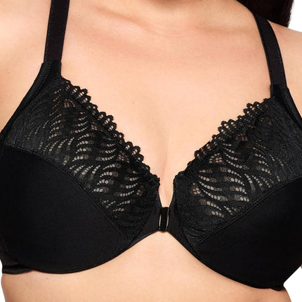 Glamorise Front-Closure T-Back Wonderwire Underwire Bra 1246 (Women's & Women's Plus) Black