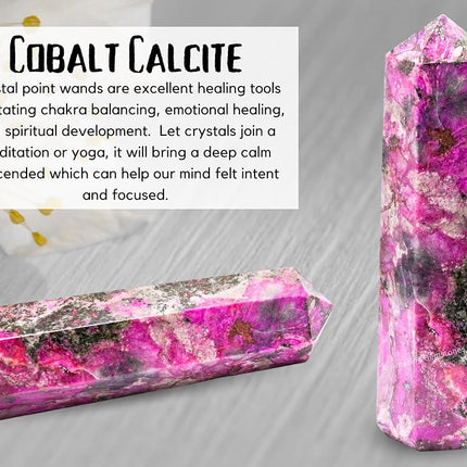 Large Cobalt Calcite Crystal Towers ~ Natural Healing Crystal Point Obelisk for Reiki Healing and Crystal Grid (5.5" to 6" INCH)