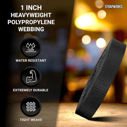 Strapworks Heavyweight Polypropylene Webbing - Heavy Duty Poly Strapping for Outdoor DIY Gear Repair, 1 Inch x 10 Yards - Powder Blue