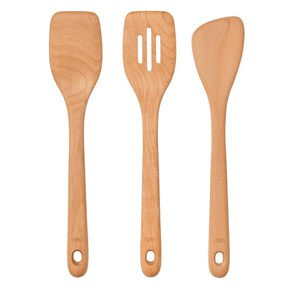 Oxo 11157300 Juego de 3 cucharas de madera marrón, 31.5 x 6.5 x 2 cm