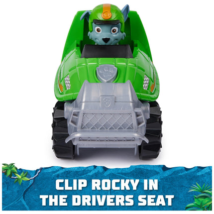 PAW Patrol Jungle Pups, Vehículo Tortuga Mordedora de Rocky, Camión de Juguete con Figura de Acción Coleccionable, Juguetes para Niños y Niñas de 3 Años en Adelante