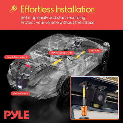Pyle Rearview Back-Up Camera - Parking Reverse Cam with Distance Scale Line Display, Night Vision, Waterproof, PLCM11