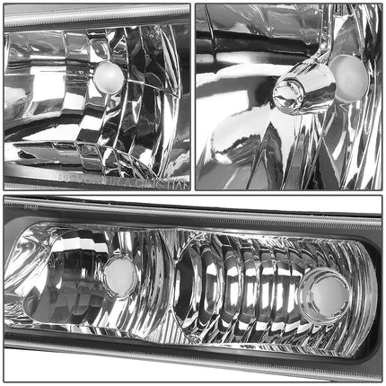 DNA MOTORING Pair Headlight Assembly Compatible with 2003-2006 Chevy Silverado 1500 2500 3500 1500 HD 2500 HD Avalanche 1500 2500, w/o Factory Cladding, Black/Clear, HL-OH-CS03-4P-BK-CL1