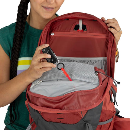 Osprey Tempest 22 Sac à dos de randonnée léger pour femme, Red Pampas/Coal Grey, Taille unique