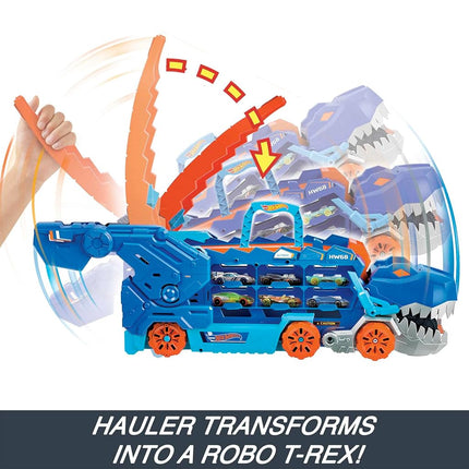 Hot Wheels City Ultimate T-Rex Transporter & 2 Die-Cast Toy Cars