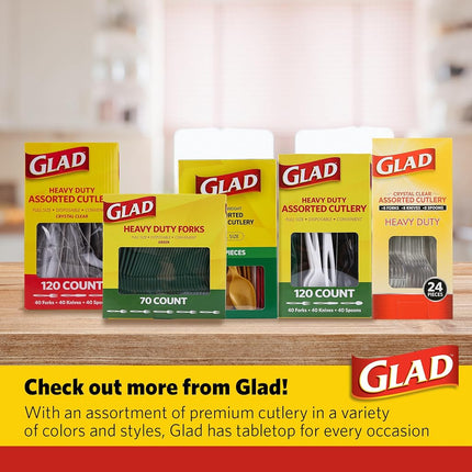 Glad Clear Disposable Cutlery Set, Forks Knives and Spoons, 240 Count