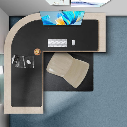 Mydours 46"x46"x16" L Shape Desk Mat, XXL Large PU Leather Corner Mat,Black