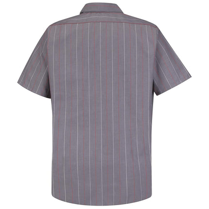 Red Kap Men's Performance Tech Long Sleeve Shirt, Charcoal/Red/White Stripe, XXXXL