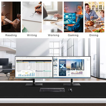 Mydours 170 x 60 cm Extra Large PU Leather Desk Mat in Black, Double-Sided with Different Textures, Optimal Usable Area, Robust and Durable Workmanship, Easy to Clean Mouse Pad