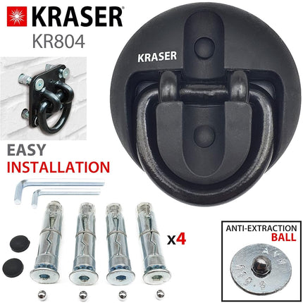 KRASER KR804 Security Anchor, Ground & Wall Anti-Theft Motorcycle Fixation Solid Lock, Swing Shackle, Hardened Steel, Bike Security Anti Theft Anchor Garage Concrete, Bicycle Chained Parking