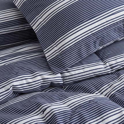 Nautica | 100% Cotton Cozy & Soft, Durable & Breathable Striped Comforter & Matching Sham(s), Navy/White, Queen
