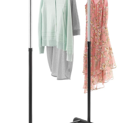 Whitmor Adjustable Garment Rack, Black/Silver, 17.3" D x 17.3" W x 64.5" H