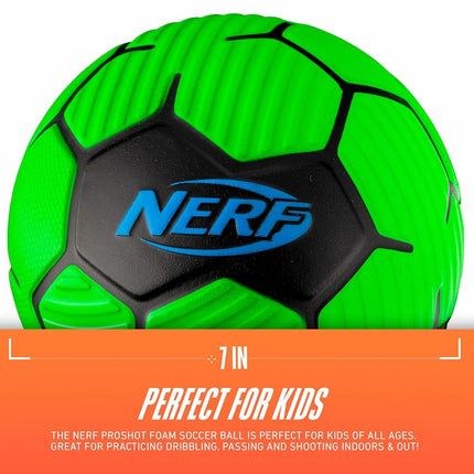 Nerf Kids Foam Mini Soccer Ball - Proshot Youth Soccer Ball - 7" Indoor + Outdoor Ball for Kids + Toddlers -Green/Blue